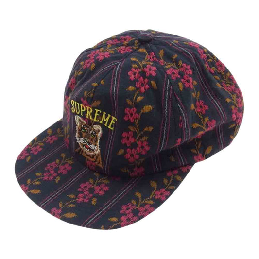 Supreme シュプリーム 19AW Flower Jacquard 5-Panel フラワー 総柄 ジャガード 5パネル キャップ 虎 チャコール系【中古】