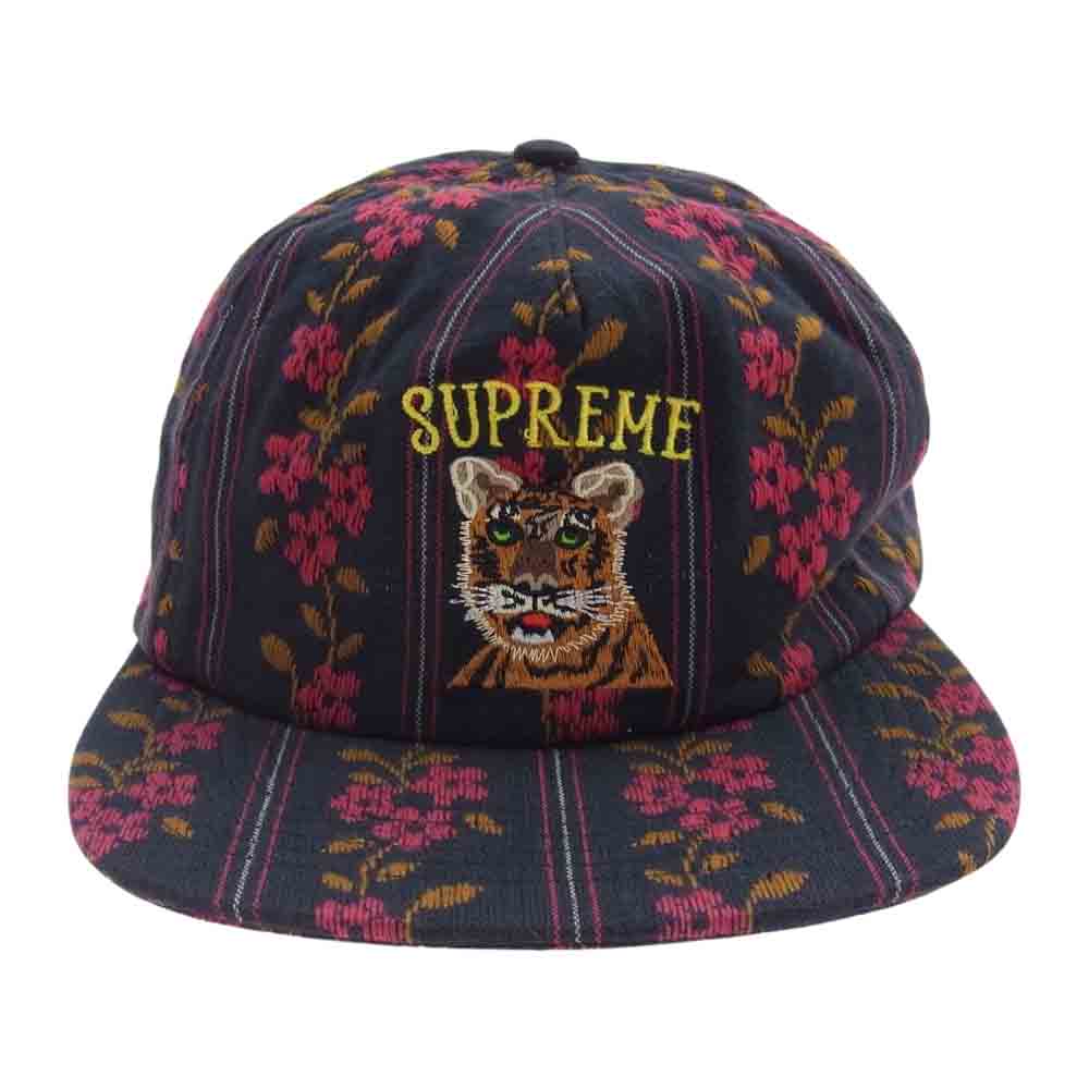 Supreme シュプリーム 19AW Flower Jacquard 5-Panel フラワー 総柄 ジャガード 5パネル キャップ 虎 チャコール系【中古】