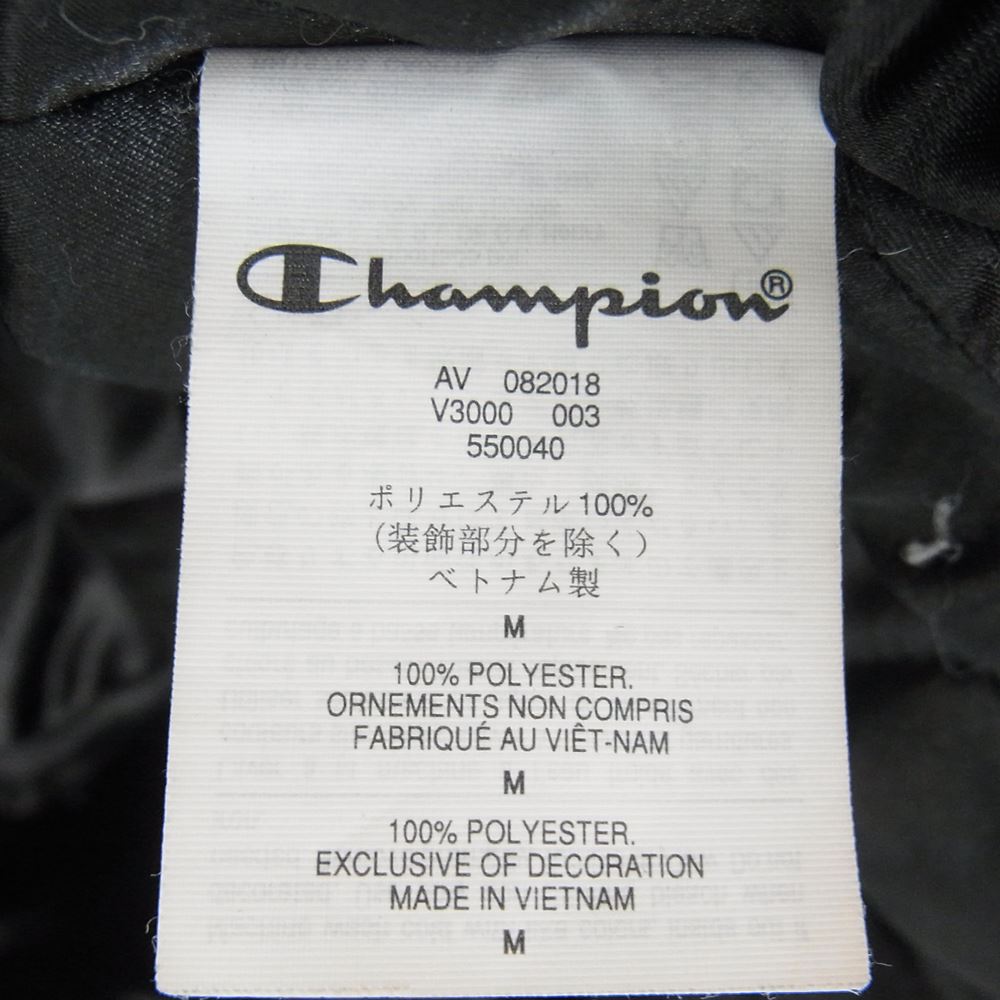 Supreme シュプリーム 18AW  × Champion Hooded Satin Varsity Jacket チャンピオン フーデッド サテン バーシティ ジャケット ブラック系 M【中古】