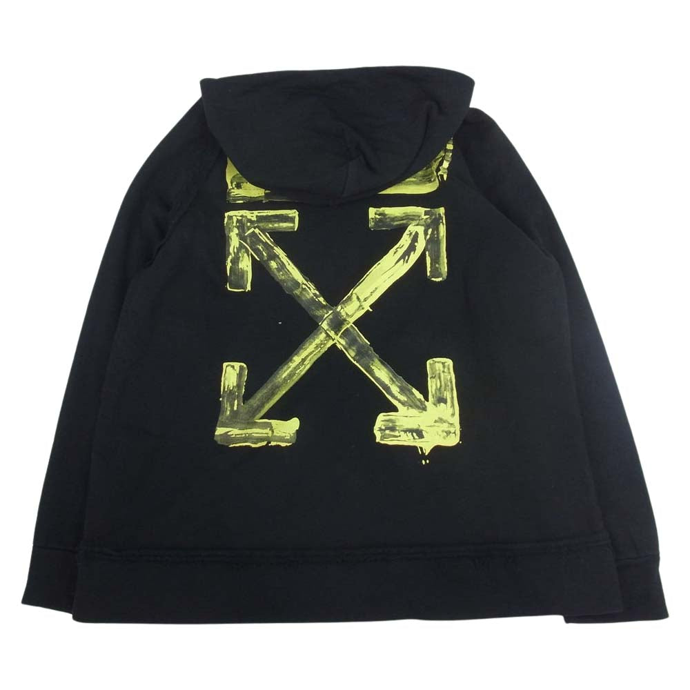 OFF-WHITE オフホワイト 19AW OMBB057F19E30010 Hooded Sweatshirt Hoodie アロープリント ドローコード プルオーバー フーディ スウェット パーカー ブラック系 L【中古】