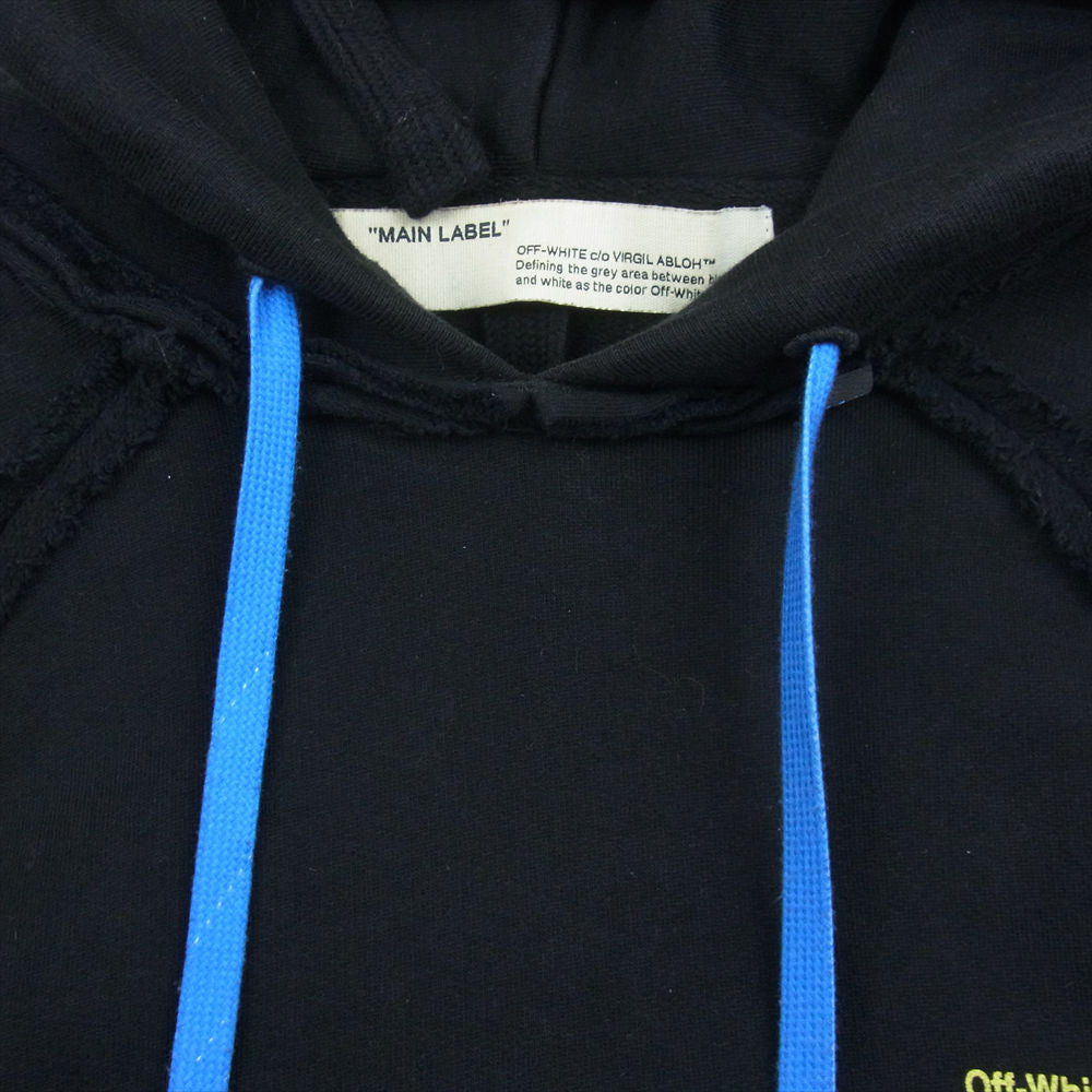 OFF-WHITE オフホワイト 19AW OMBB057F19E30010 Hooded Sweatshirt Hoodie アロープリント ドローコード プルオーバー フーディ スウェット パーカー ブラック系 L【中古】