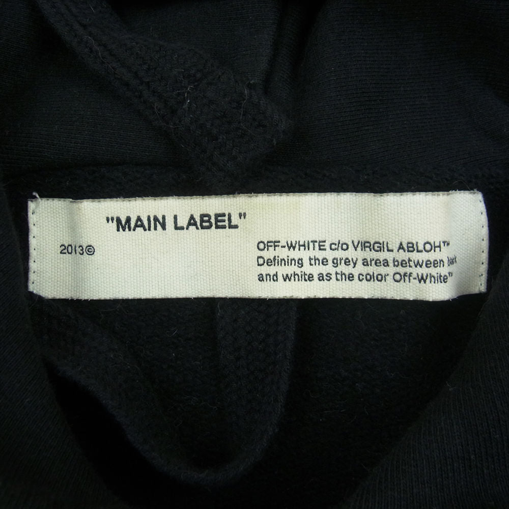 OFF-WHITE オフホワイト 19AW OMBB057F19E30010 Hooded Sweatshirt Hoodie アロープリント ドローコード プルオーバー フーディ スウェット パーカー ブラック系 L【中古】