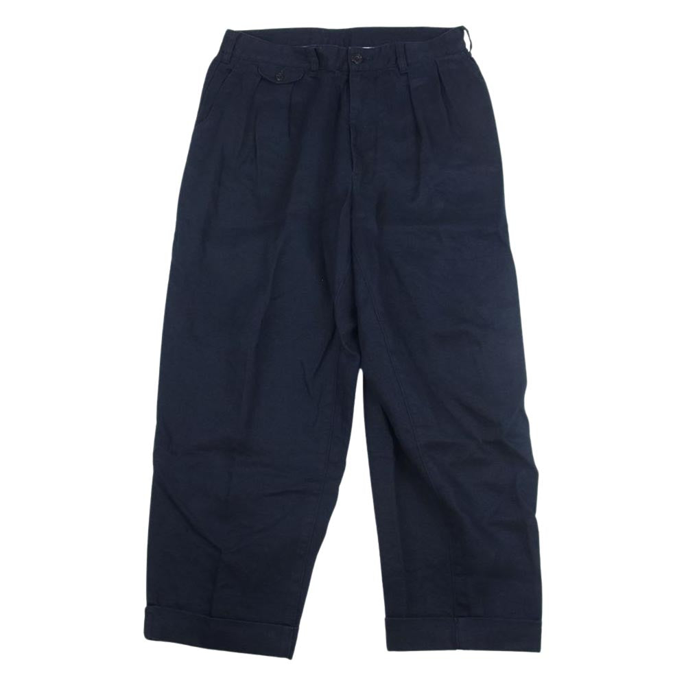 BEAMS ビームス 38-23-0144-139 PLUS プラス  2プリーツ リネン トラウザーズ パンツ ネイビー ネイビー系 M【中古】