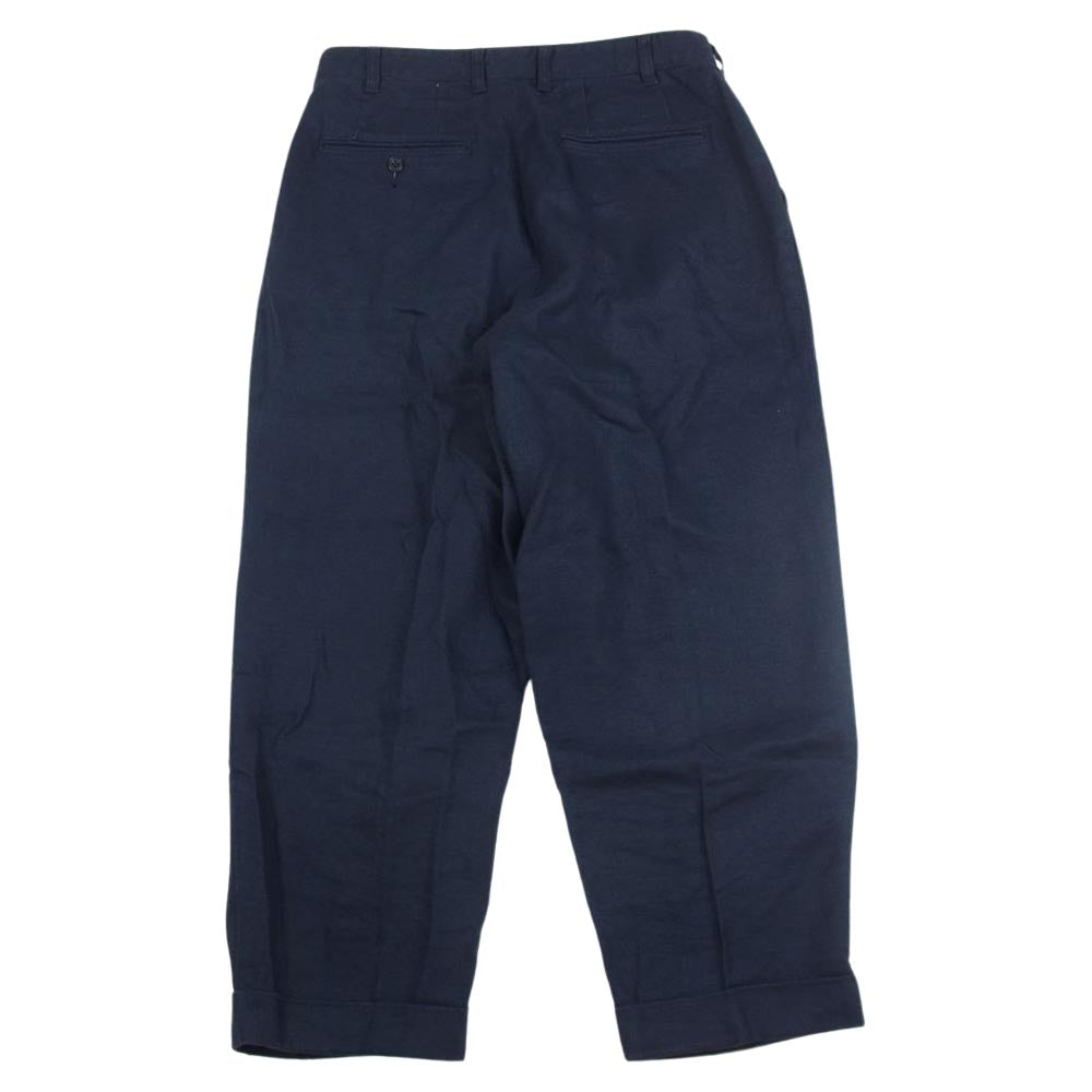 BEAMS ビームス 38-23-0144-139 PLUS プラス  2プリーツ リネン トラウザーズ パンツ ネイビー ネイビー系 M【中古】