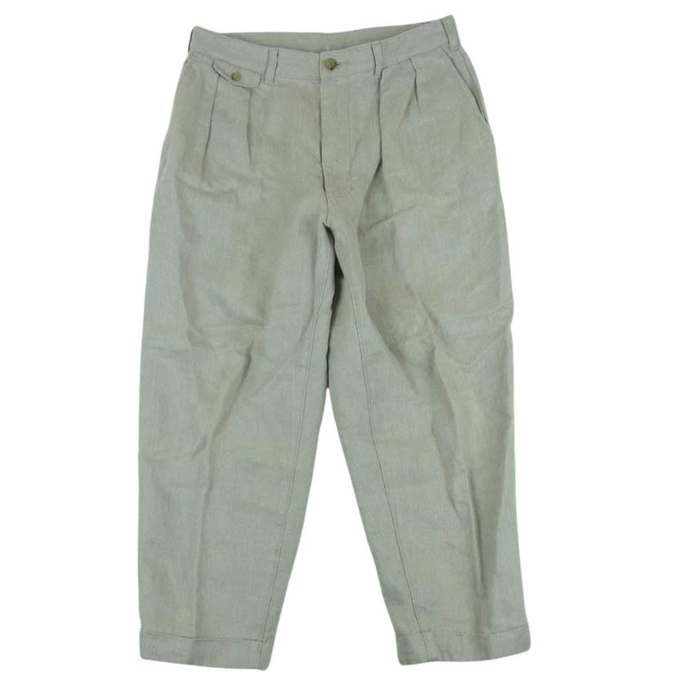 BEAMS ビームス 38-23-0144-139 PLUS プラス  2プリーツ リネン トラウザーズ パンツ 中国製 ベージュ系 M【中古】
