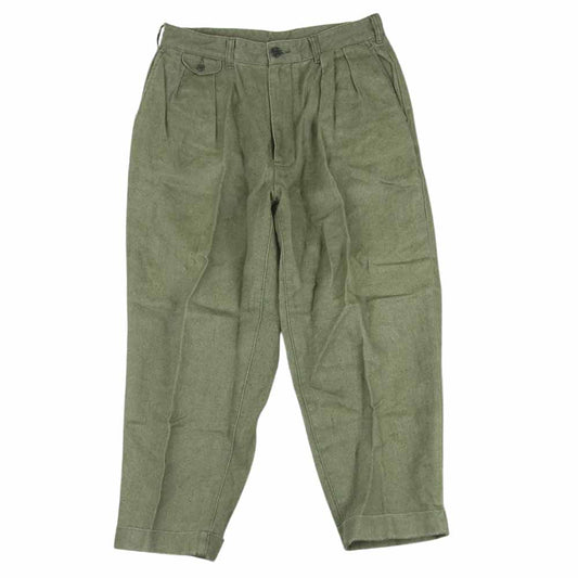 BEAMS ビームス 38-23-0144-139 PLUS プラス  2プリーツ リネン トラウザーズ パンツ 中国製 カーキ系 M【中古】