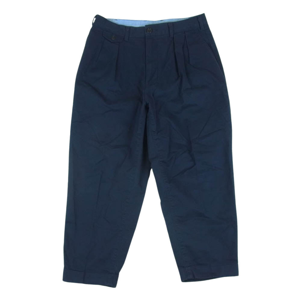 BEAMS ビームス 38-23-0097-874 PLUS プラス  2プリーツ チノ トラウザーズ パンツ 日本製 ネイビー系 M【中古】