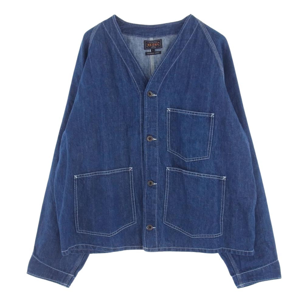 BEAMS ビームス 22SS PLUS プラス リネン エンジニア ジャケット ブルー系 L【中古】