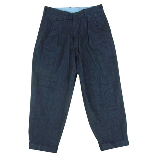 BEAMS ビームス 38-23-0144-578 PLUS プラス 2プリーツ デニム トラウザーズ パンツ 日本製 インディゴブルー系 M【中古】