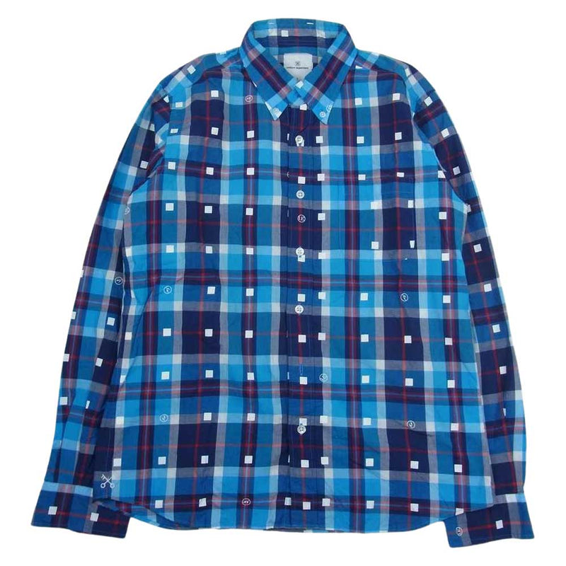 uniform experiment ユニフォームエクスペリメント UE-145079 SQUARE DOT CHECK BUTTON DOWN SHIRT スクエア ドット チェック ボタンダウン シャツ 長袖 ライトブルー系 3【中古】