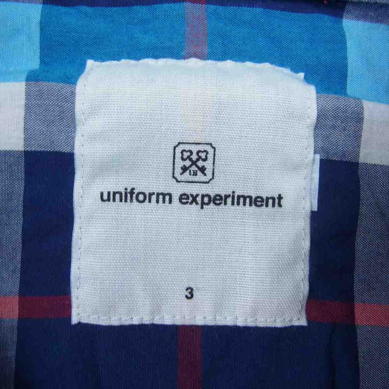 uniform experiment ユニフォームエクスペリメント UE-145079 SQUARE DOT CHECK BUTTON DOWN SHIRT スクエア ドット チェック ボタンダウン シャツ 長袖 ライトブルー系 3【中古】