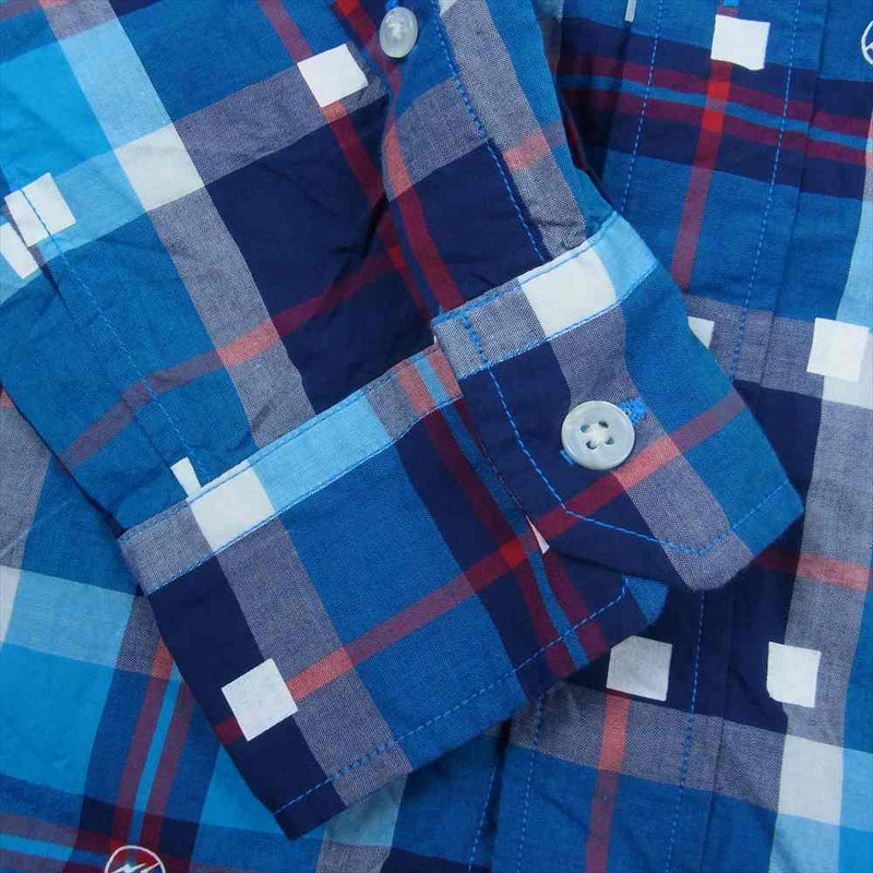 uniform experiment ユニフォームエクスペリメント UE-145079 SQUARE DOT CHECK BUTTON DOWN SHIRT スクエア ドット チェック ボタンダウン シャツ 長袖 ライトブルー系 3【中古】