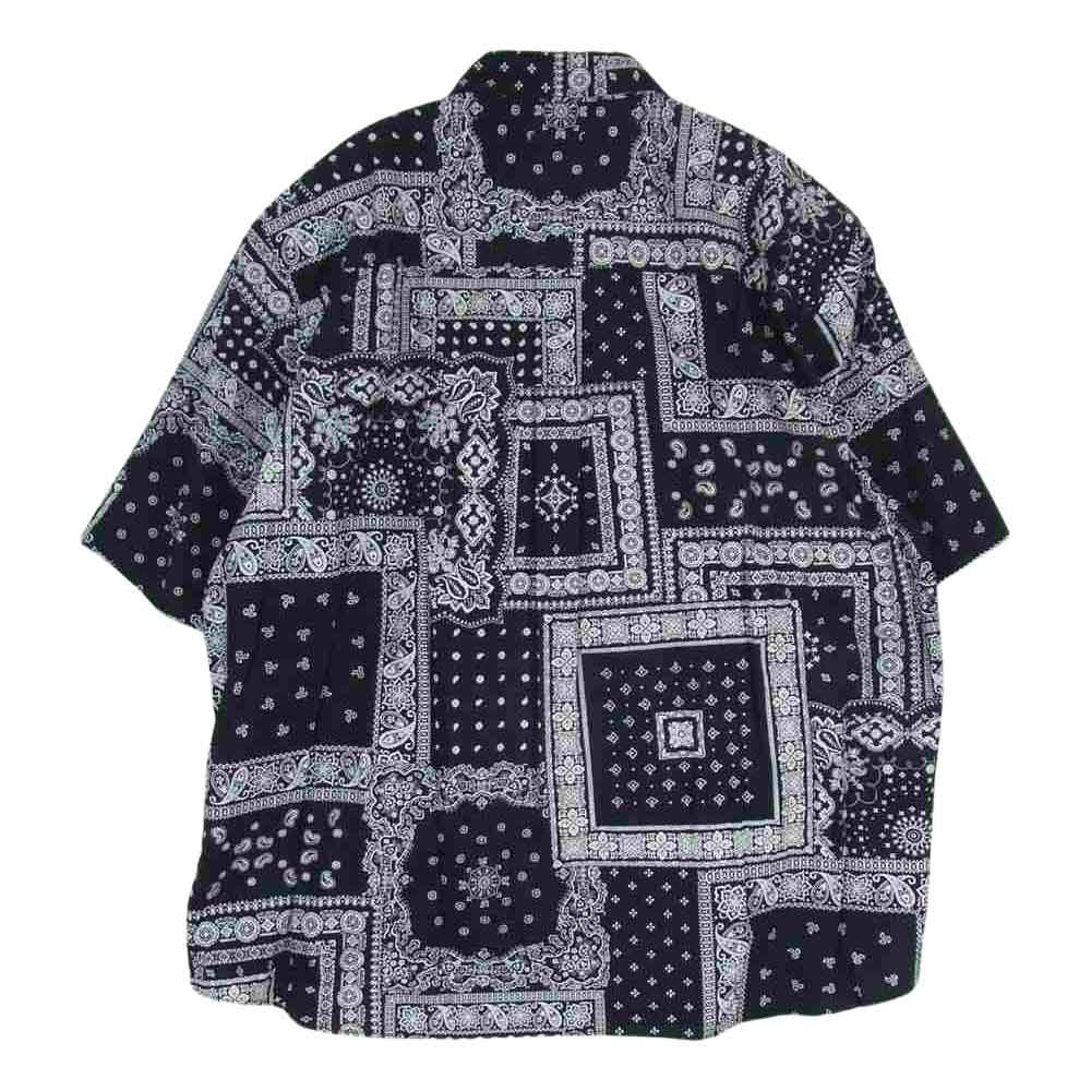 SOPHNET. ソフネット 22SS SOPH-220017 S/S BAGGY VERTICAL PANELED REGULAR COLLAR SHIRT バギー バーティカル パネルド レギュラー カラー シャツ バンダナ ペイズリー 半袖 ブラック系 ホワイト系 L【新古品】【未使用】【中古】