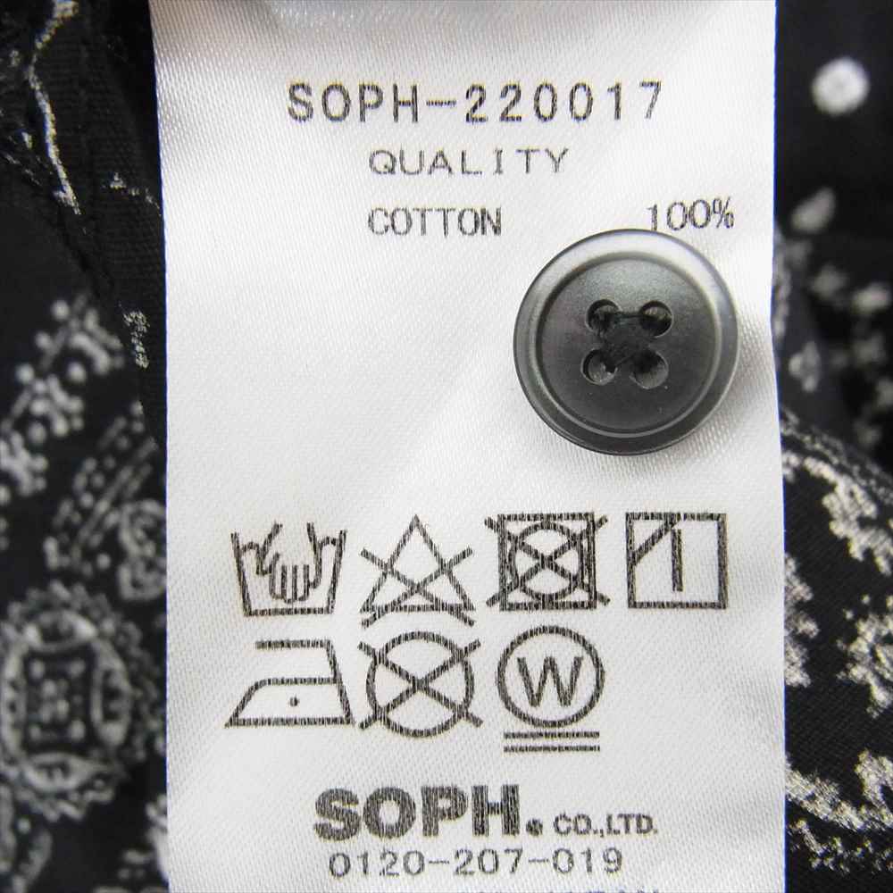SOPHNET. ソフネット 22SS SOPH-220017 S/S BAGGY VERTICAL PANELED REGULAR COLLAR SHIRT バギー バーティカル パネルド レギュラー カラー シャツ バンダナ ペイズリー 半袖 ブラック系 ホワイト系 L【新古品】【未使用】【中古】