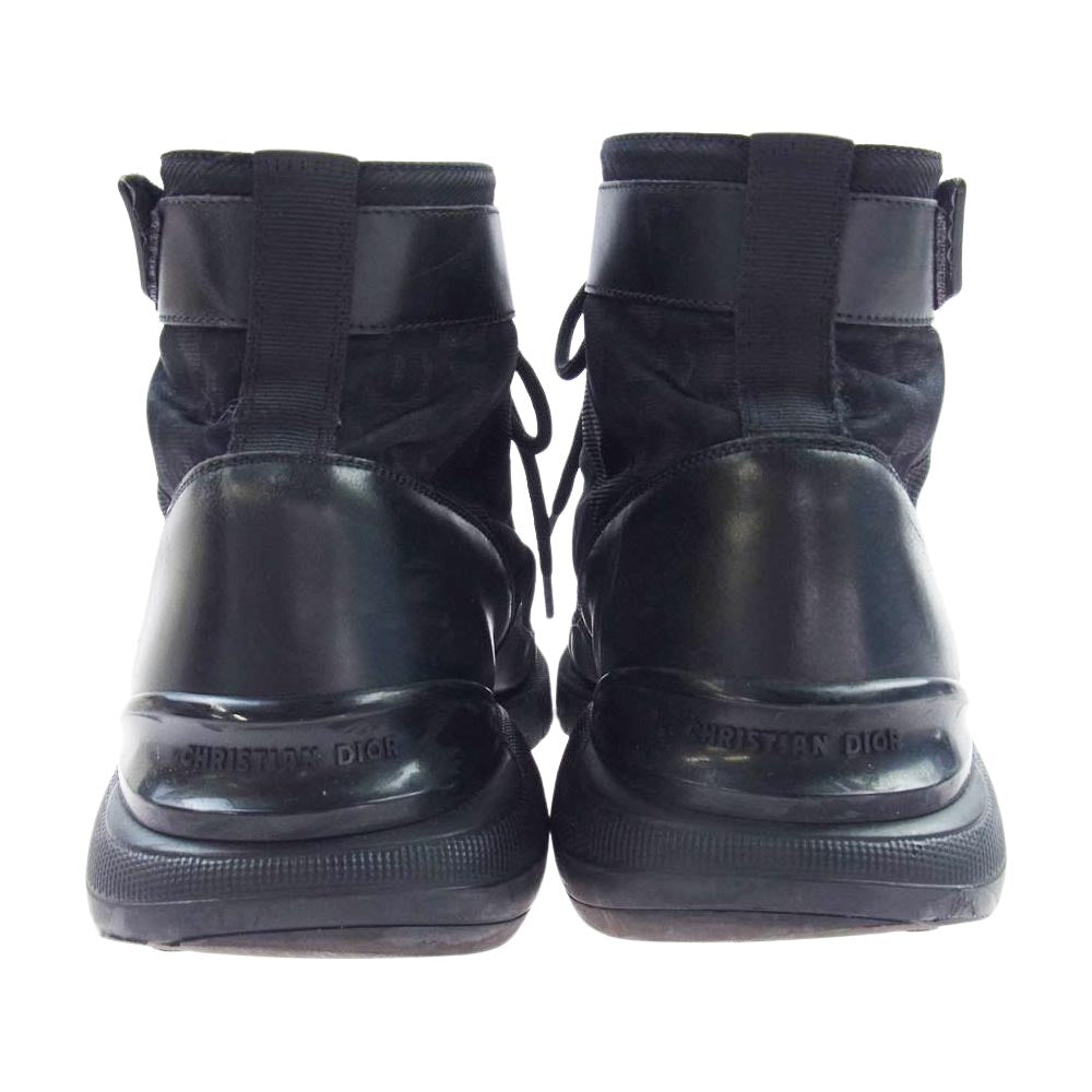 Christian Dior クリスチャンディオール 19ABM イタリア製 レザー切替 サイドジップ レースアップ オブリーク コンバットブーツ スニーカー ブラック系 41【中古】