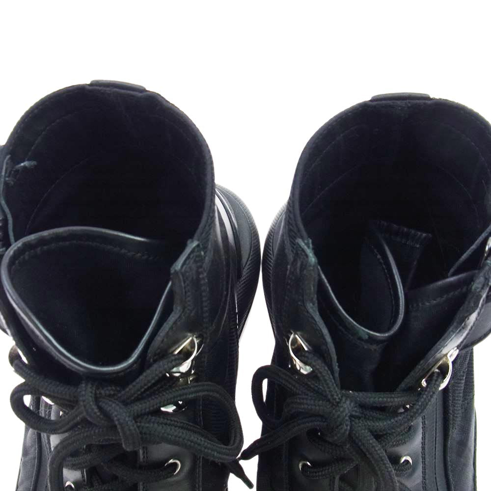 Christian Dior クリスチャンディオール 19ABM イタリア製 レザー切替 サイドジップ レースアップ オブリーク コンバットブーツ スニーカー ブラック系 41【中古】