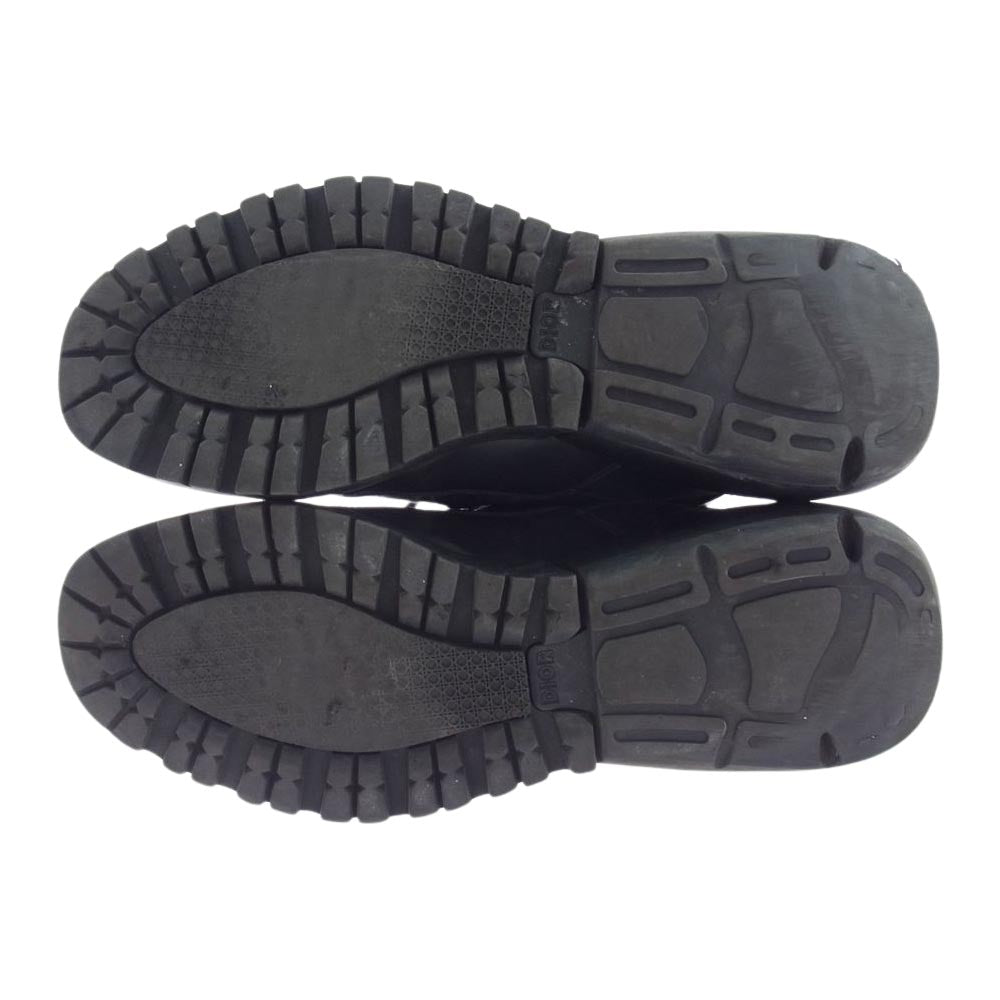 Christian Dior クリスチャンディオール 19ABM イタリア製 レザー切替 サイドジップ レースアップ オブリーク コンバットブーツ スニーカー ブラック系 41【中古】