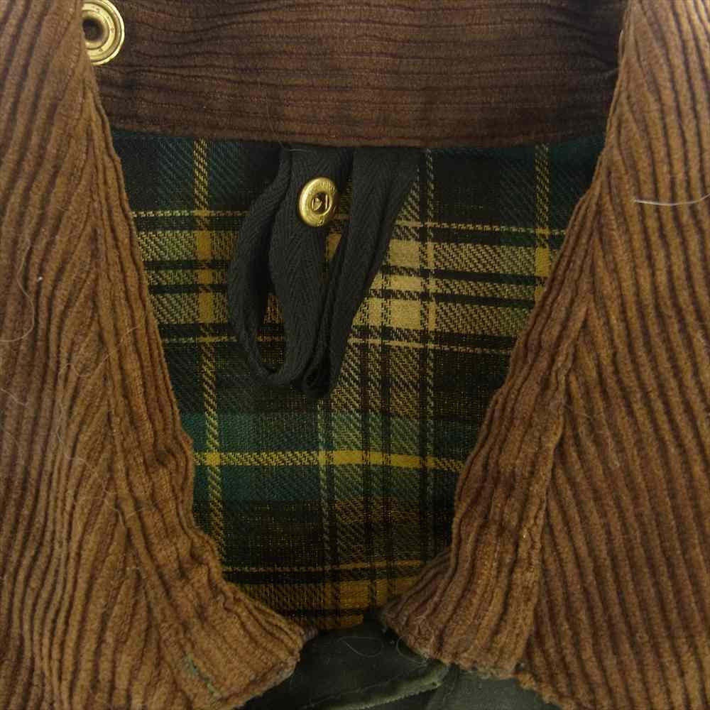 Barbour バブアー ヴィンテージ 85年製 2ワラント YKK棒ジップ BORDER ボーダー オイルド ジャケット カーキ系 97cm/38in【中古】