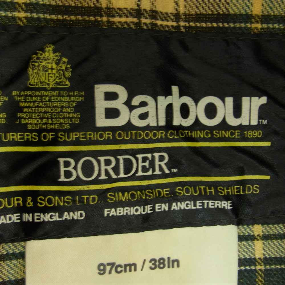 Barbour バブアー ヴィンテージ 85年製 2ワラント YKK棒ジップ BORDER ボーダー オイルド ジャケット カーキ系 97cm/38in【中古】