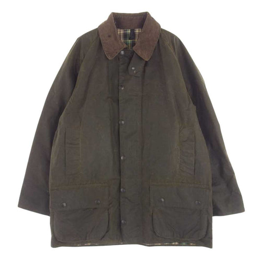 Barbour バブアー ヴィンテージ 80s 2ワラント YKK棒ジップ 茶襟 BEAUFORT ビューフォート オイルド ジャケット カーキ系 102cｍ/40in【中古】