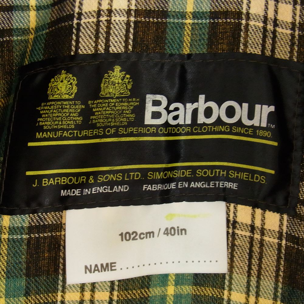 Barbour バブアー ヴィンテージ 80s 2ワラント YKK棒ジップ 茶襟 BEAUFORT ビューフォート オイルド ジャケット カーキ系 102cｍ/40in【中古】