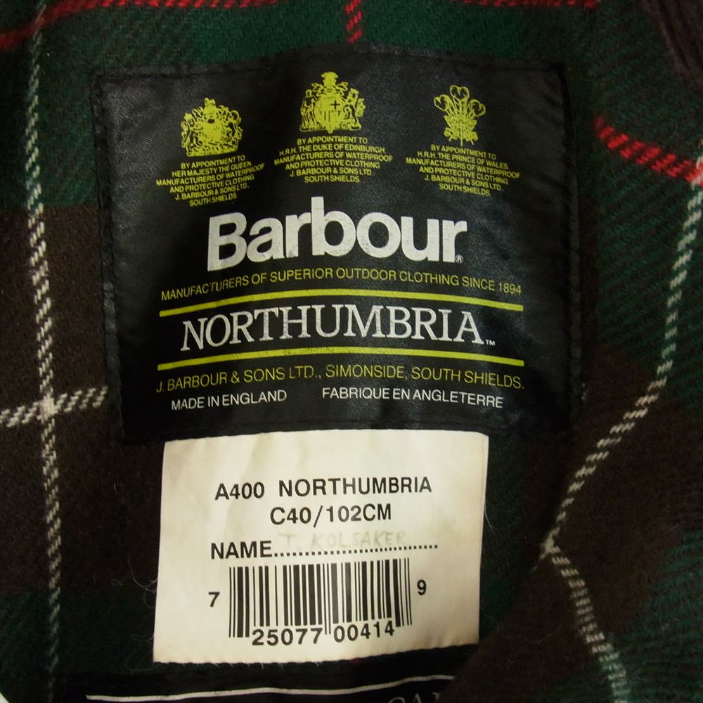 Barbour バブアー 96年製 NORTHUMBRIA ノーザン ブリア オイルド