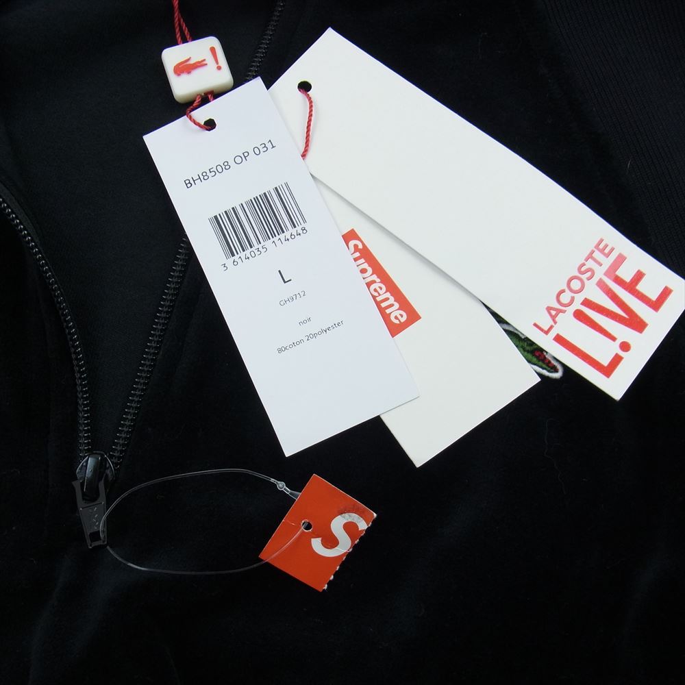 Supreme シュプリーム 18SS LACOSTE Velour Half-Zip Track Top ラコステ ベロア ハーフジップ トラック トップ ブラック系 L【新古品】【未使用】【中古】