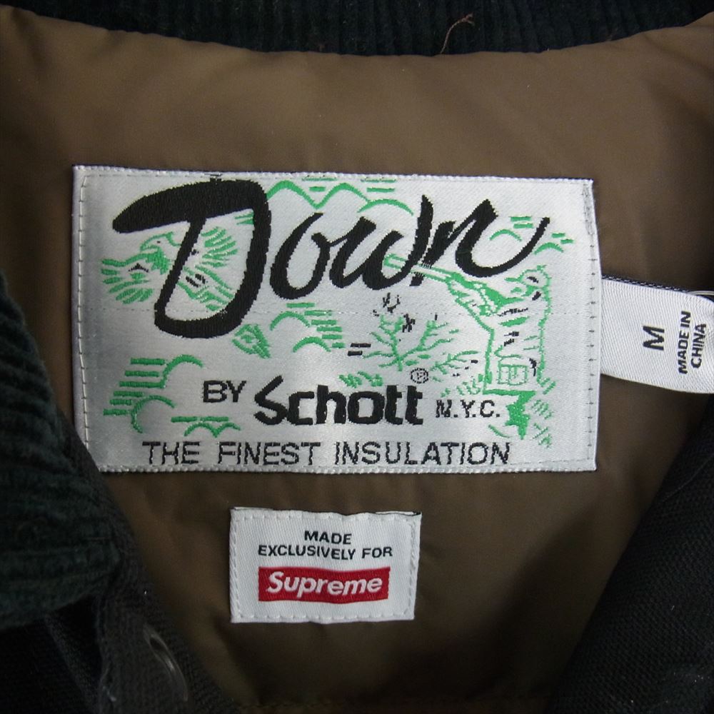 Supreme シュプリーム 22AW Schott Canvas Down Trucker Jacket ショット キャンバス ダウン トラッカー ジャケット ブラック系 M【美品】【中古】