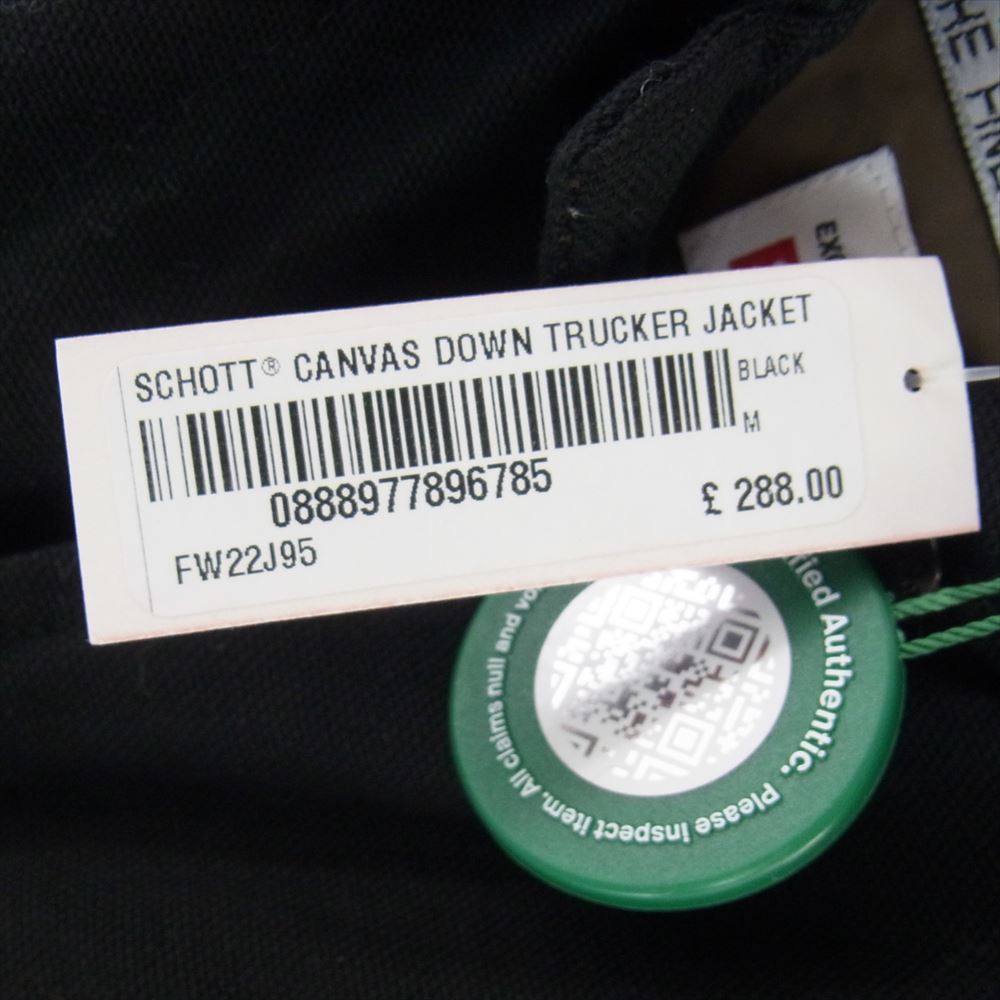 Supreme シュプリーム 22AW Schott Canvas Down Trucker Jacket ショット キャンバス ダウン トラッカー ジャケット ブラック系 M【美品】【中古】