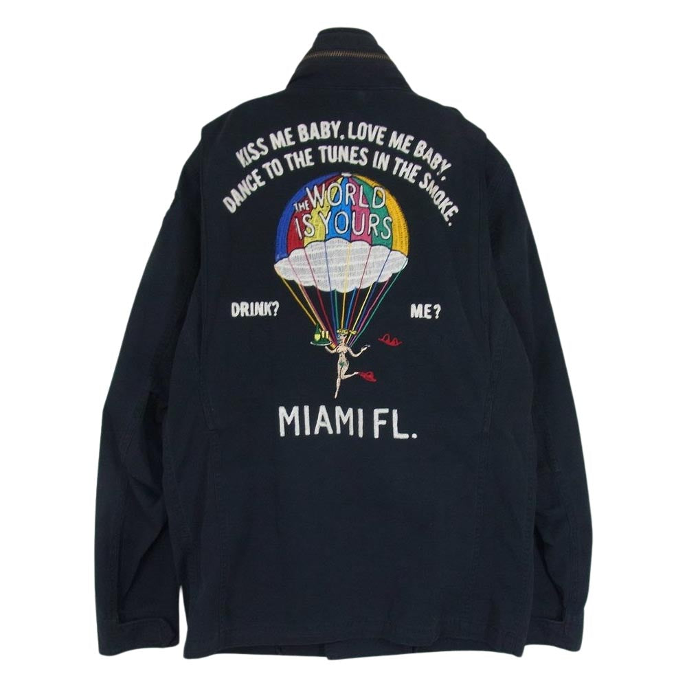 WACKO MARIA ワコマリア M-65 ミリタリー ワーク ジャケット ヌードレディー ロゴ刺繍 ワッペン ブラック系 M【中古】