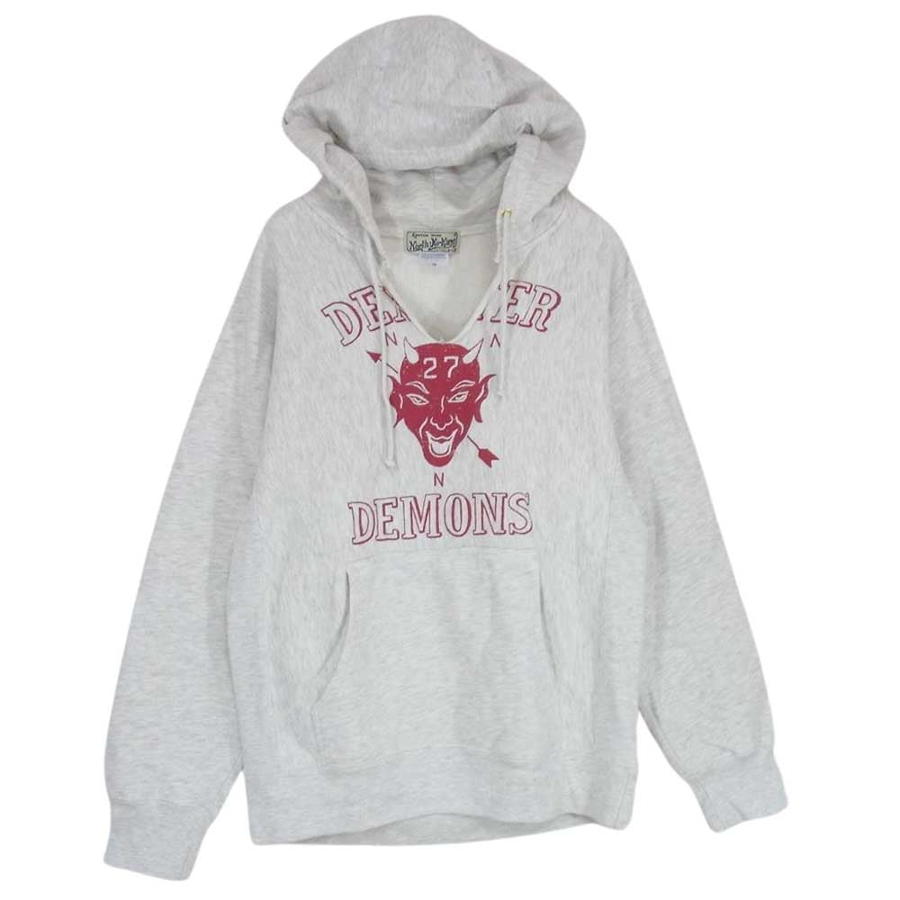 ノースノーネーム Vカット Vネック デーモン プリント パーカー フーディー グレー系 M【中古】