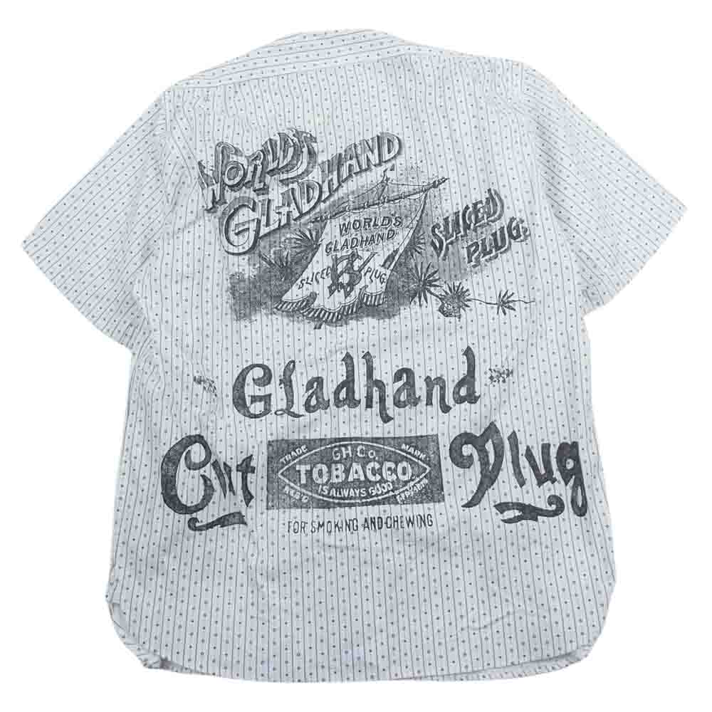 BY GLADHAND バイグラッドハンド 20SS BYGH-20-SS-16 FOR SMOKING モノグラム バンドカラー 半袖 シャツ ホワイト系 S【中古】