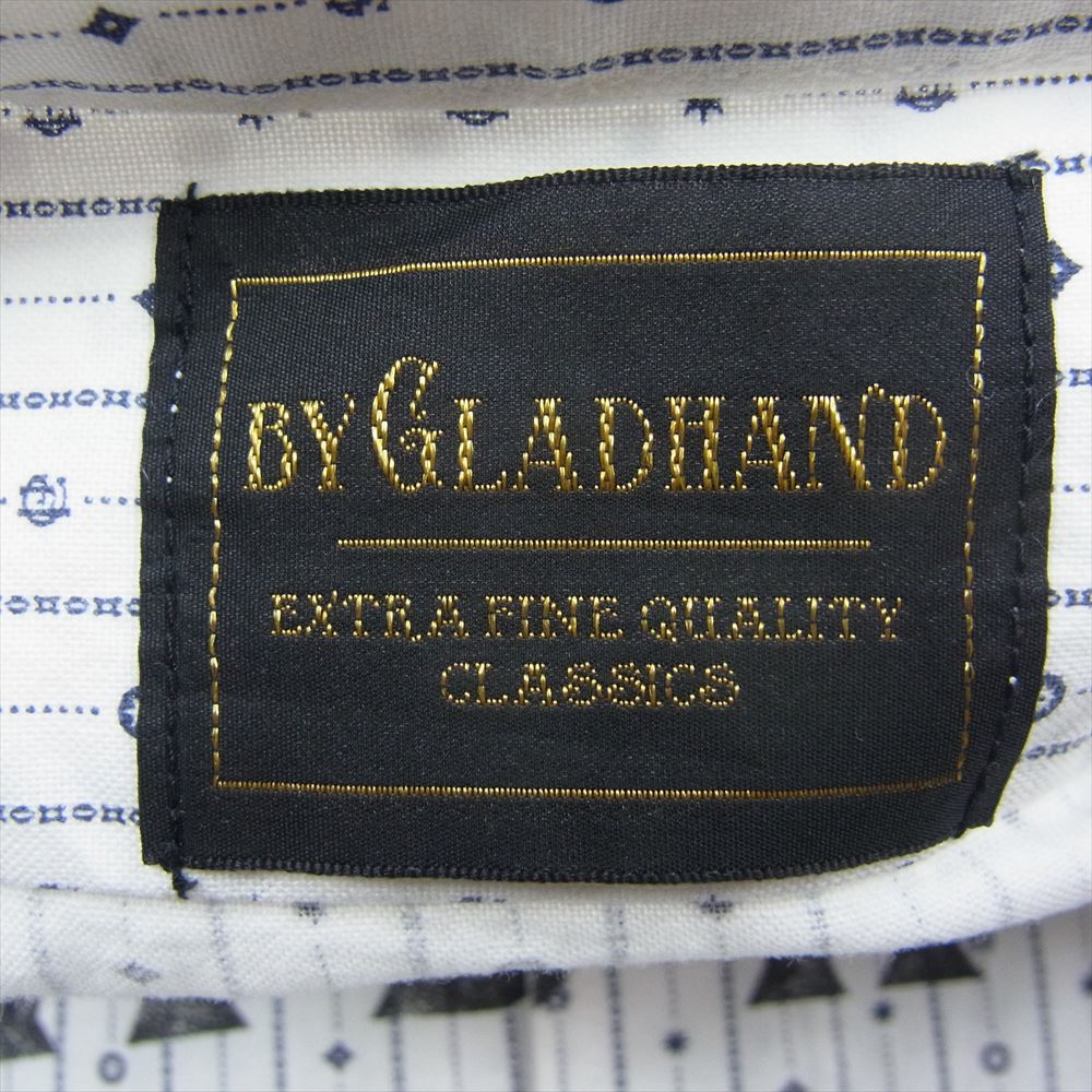 BY GLADHAND バイグラッドハンド 20SS BYGH-20-SS-16 FOR SMOKING モノグラム バンドカラー 半袖 シャツ ホワイト系 S【中古】