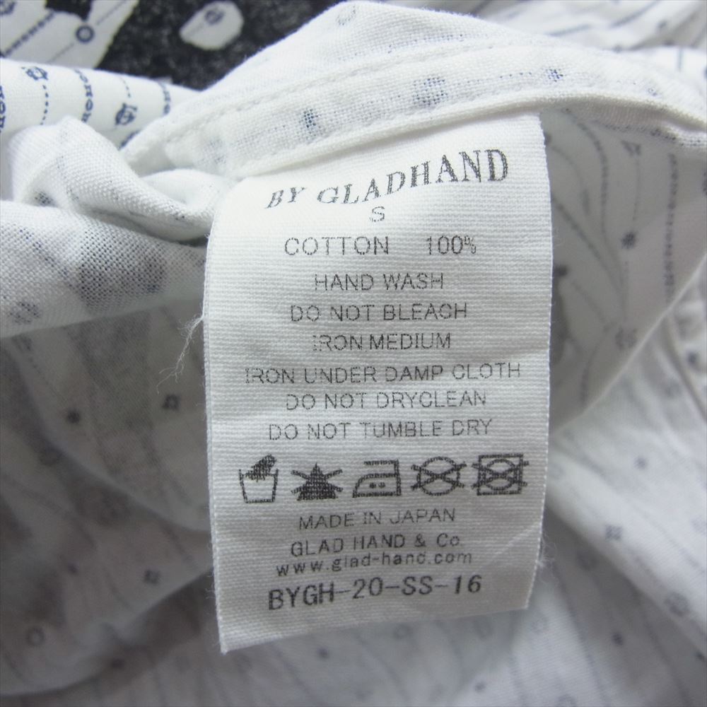 BY GLADHAND バイグラッドハンド 20SS BYGH-20-SS-16 FOR SMOKING モノグラム バンドカラー 半袖 シャツ ホワイト系 S【中古】
