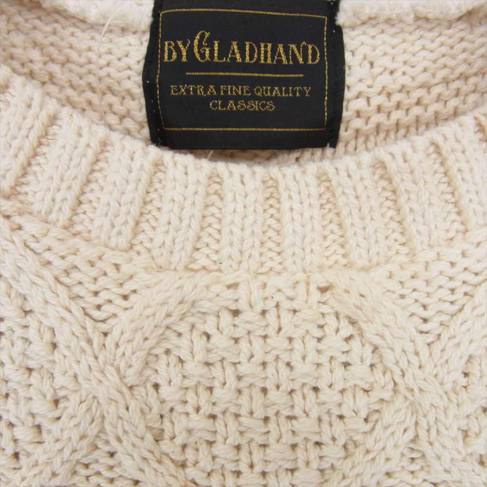 BY GLADHAND バイグラッドハンド 17AW BYGH-17-AW-19 クルーネック ケーブルニット セーター ホワイト系 S【中古】