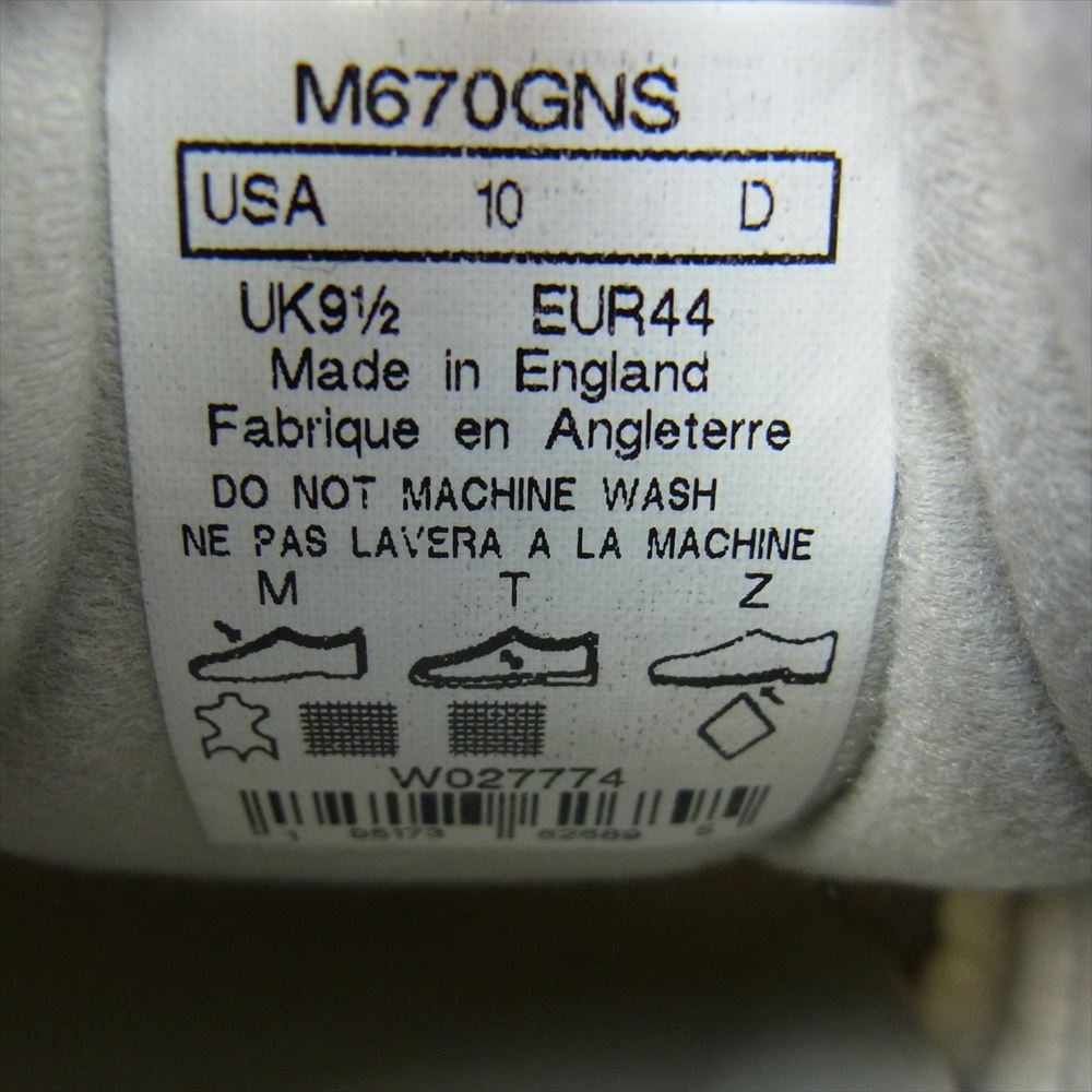NEW BALANCE ニューバランス M670GNS M670 Gray ローカット スニーカー グレー系 28cm【中古】