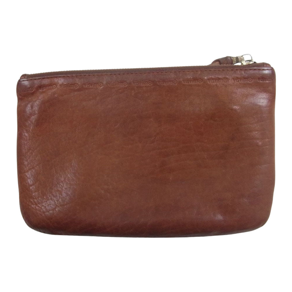 VISVIM ビズビム VEGGIE BANK POUCH BROWN バンク ポーチ レザー ブラウン系【中古】