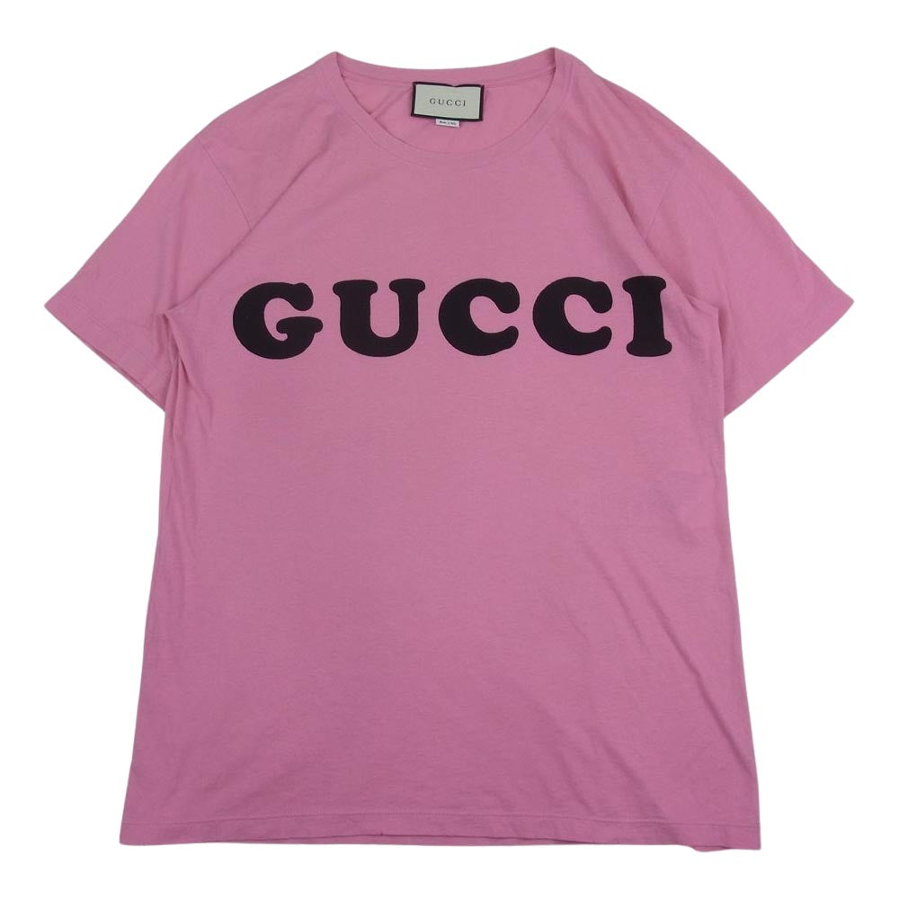 GUCCI グッチ 493117-X3N87 ロゴ プリント ダメージ Tシャツ ピンク系 S【中古】