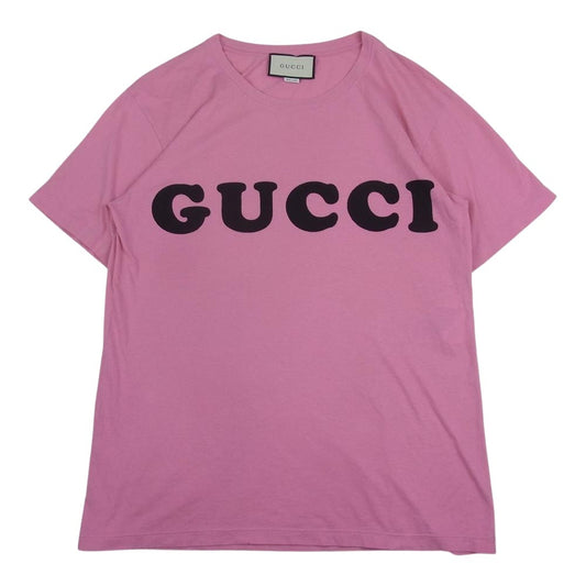 GUCCI グッチ 493117-X3N87 ロゴ プリント ダメージ Tシャツ ピンク系 S【中古】