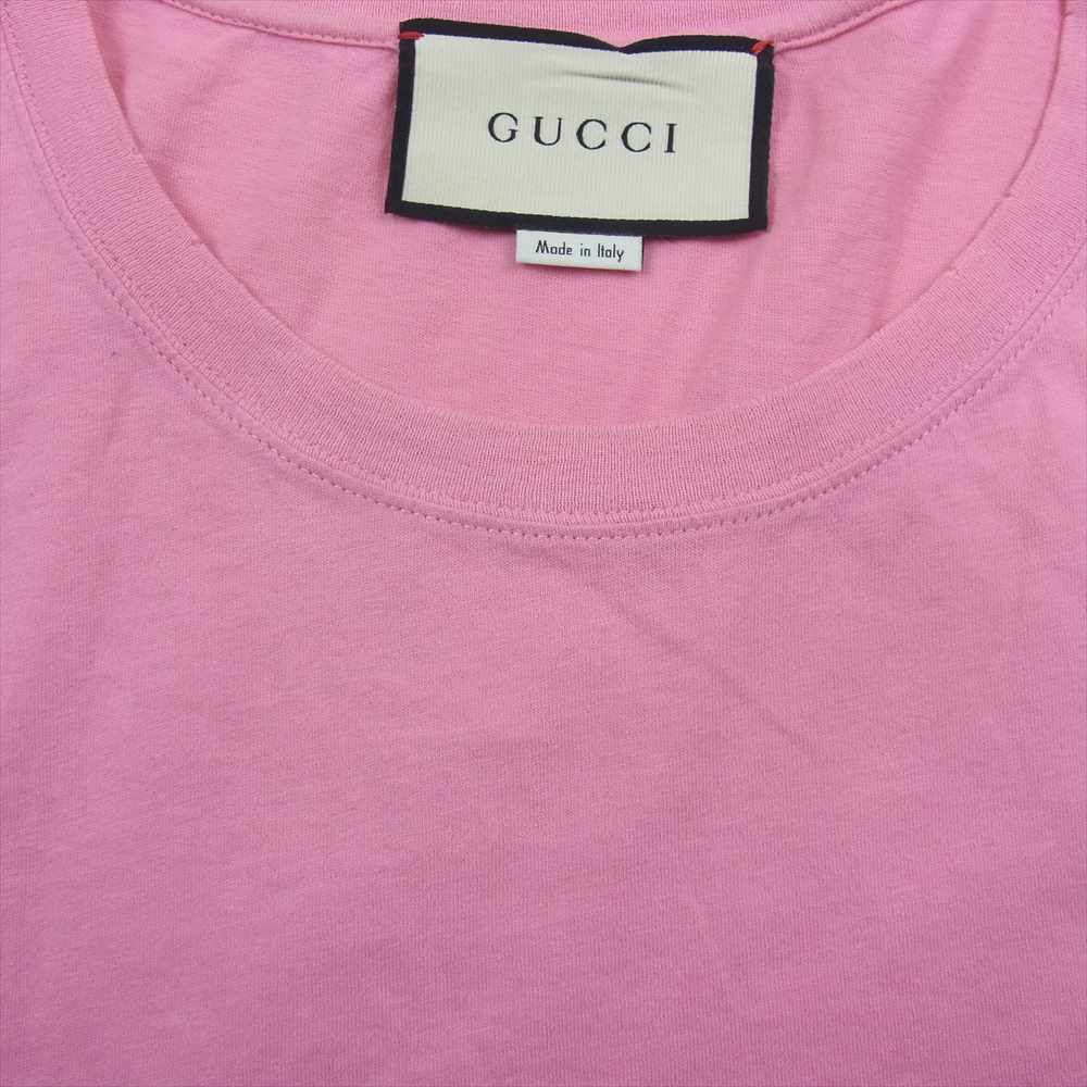 GUCCI グッチ 493117-X3N87 ロゴ プリント ダメージ Tシャツ ピンク系 S【中古】