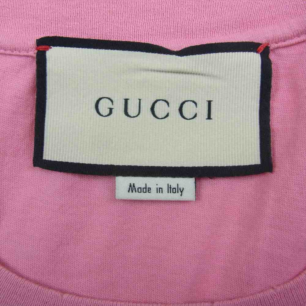 GUCCI グッチ 493117-X3N87 ロゴ プリント ダメージ Tシャツ ピンク系 S【中古】