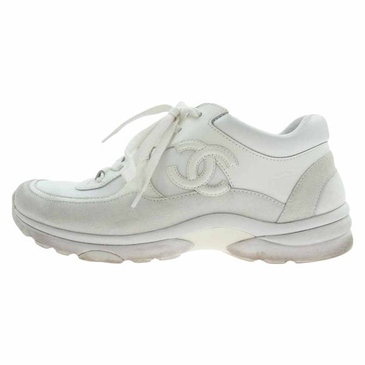 CHANEL シャネル G33746 ココマーク ローカット スニーカー  ホワイト系 40【中古】