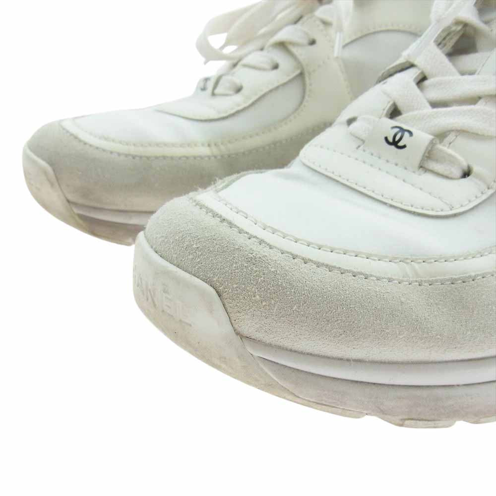 CHANEL シャネル G33746 ココマーク ローカット スニーカー  ホワイト系 40【中古】