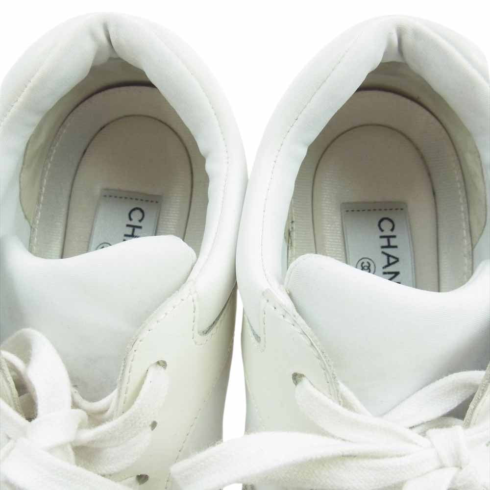 CHANEL シャネル G33746 ココマーク ローカット スニーカー  ホワイト系 40【中古】