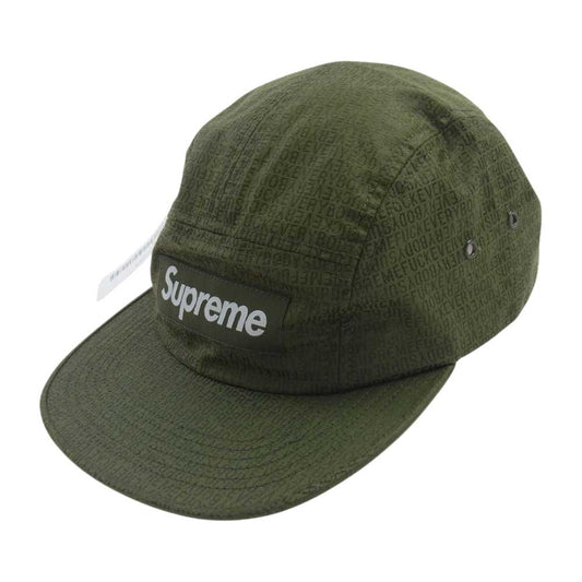Supreme シュプリーム 19SS Fuck Everybody Jacquard Camp Cap ジャガード キャンプ キャップ カーキ系【極上美品】【中古】