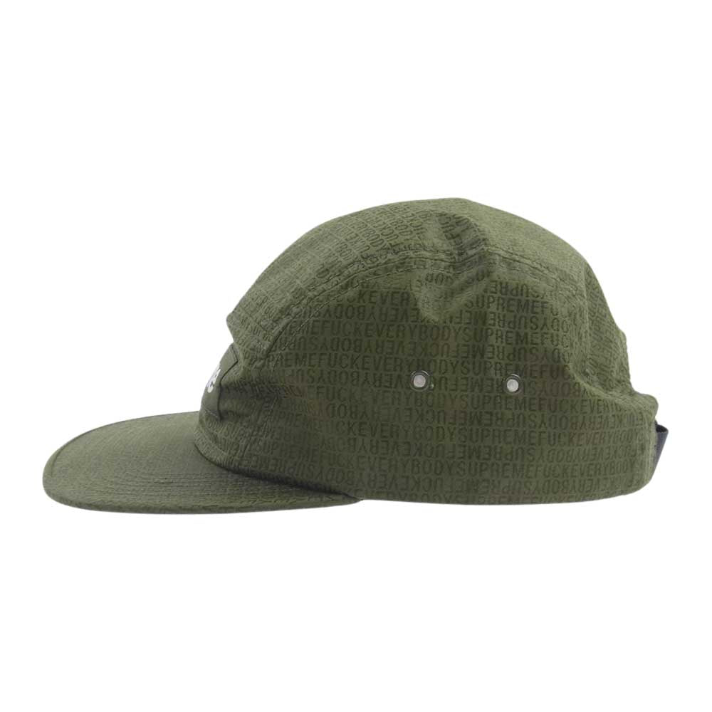 Supreme シュプリーム 19SS Fuck Everybody Jacquard Camp Cap ジャガード キャンプ キャップ カーキ系【極上美品】【中古】