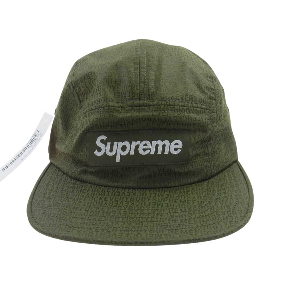 Supreme シュプリーム 19SS Fuck Everybody Jacquard Camp Cap ジャガード キャンプ キャップ カーキ系【極上美品】【中古】