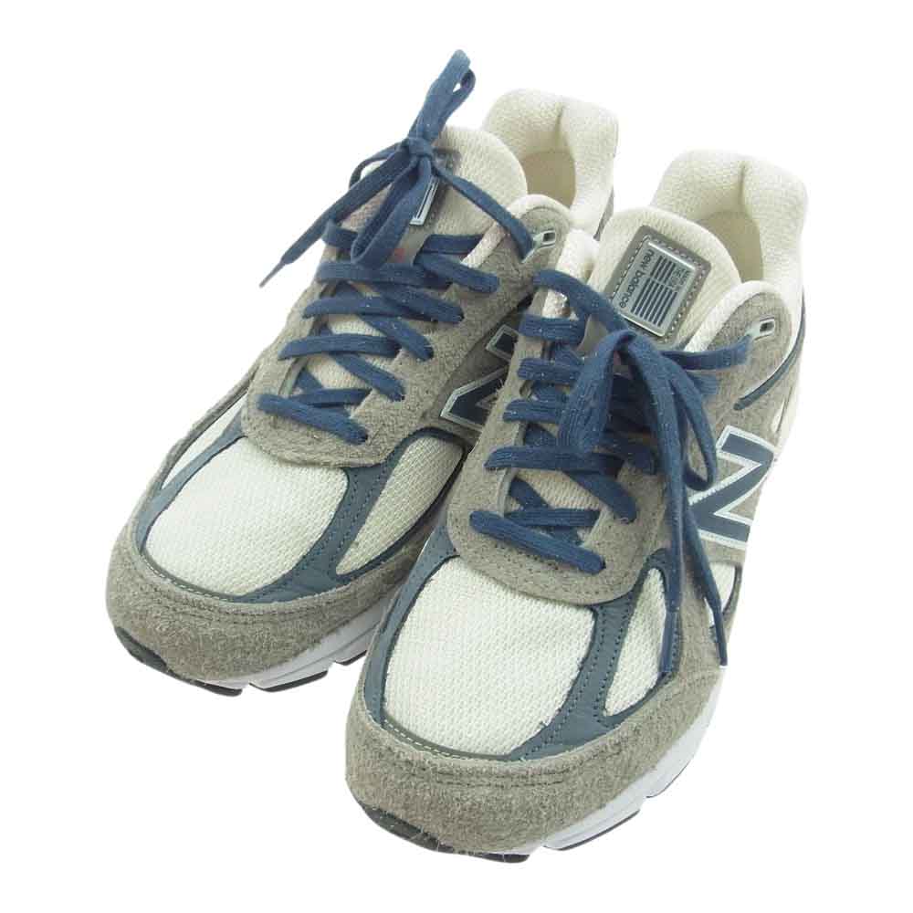 NEW BALANCE ニューバランス U990TA4 990V4 Gray Slate Blue ローカット スエード スニーカー グレー系 ホワイト系 ネイビー系 27cm【美品】【中古】