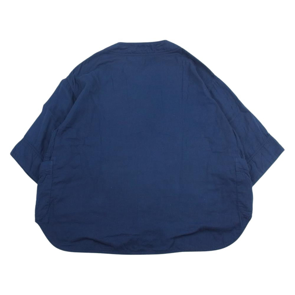 PORTER CLASSIC ポータークラシック 23SS PC-056-2125-41-05 SUVIN GOLD GAUZE BASEBALL SHIRT スビン ゴールド ガーゼ ベースボール 半袖シャツ ネイビー系 L【中古】