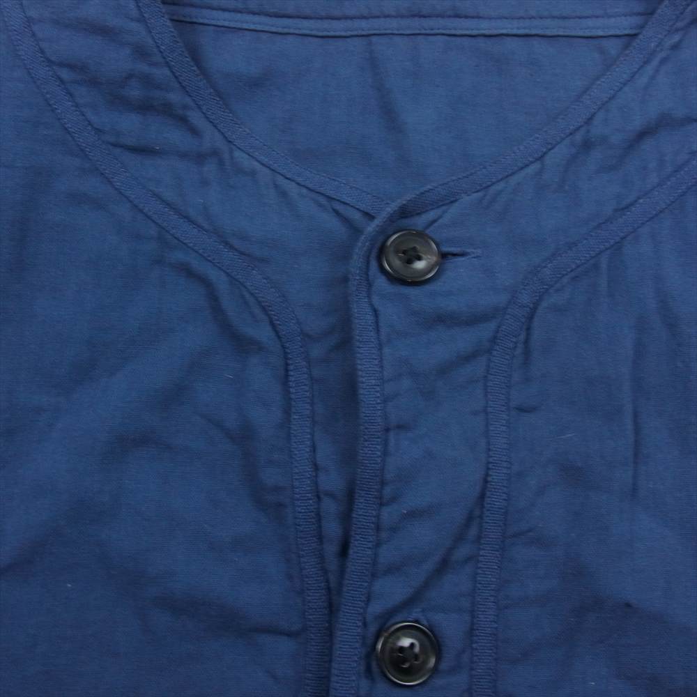PORTER CLASSIC ポータークラシック 23SS PC-056-2125-41-05 SUVIN GOLD GAUZE BASEBALL SHIRT スビン ゴールド ガーゼ ベースボール 半袖シャツ ネイビー系 L【中古】
